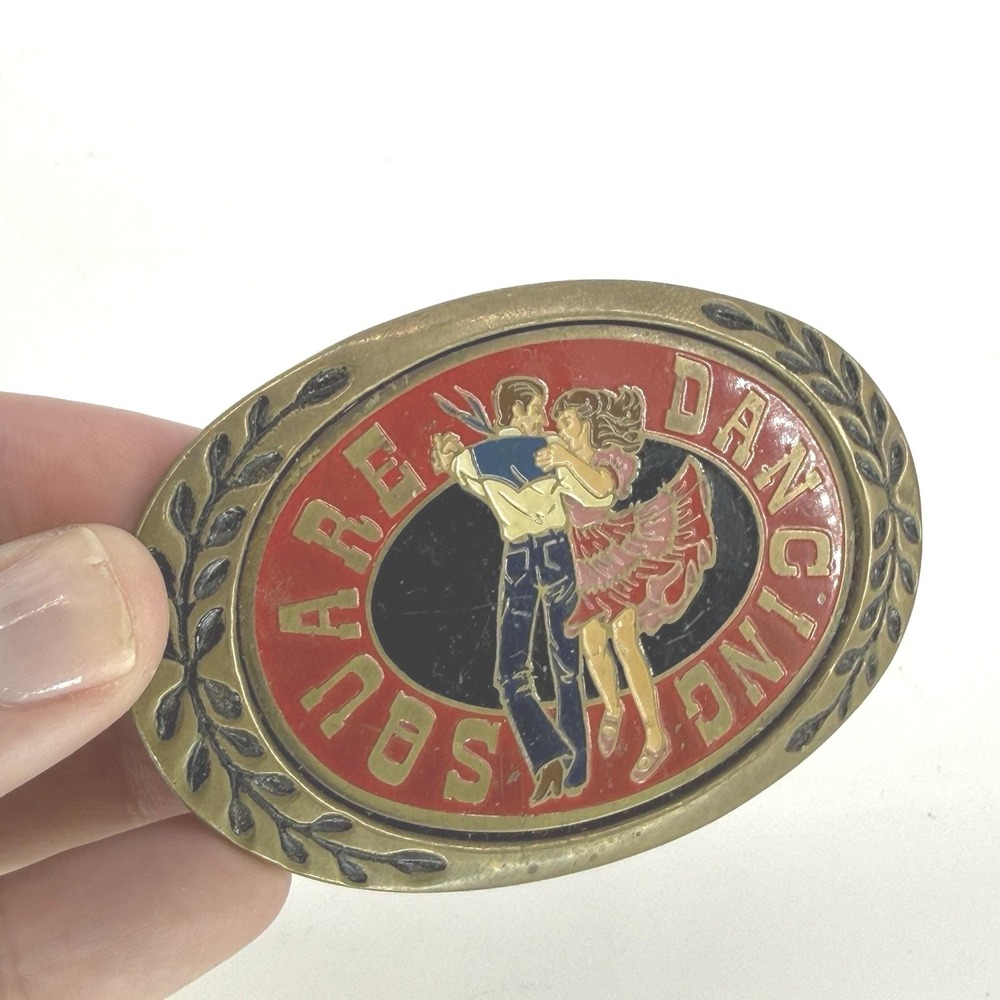 Heritage Buckles Belt Buckle Unisex Brass Square Dancing‎ Enameled Vintage Style